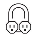 Nema 5-15 connector power outlet line art icon for apps or websites Royalty Free Stock Photo