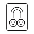 Nema 5-15 grounded power outlet line art vector icon for apps or websites