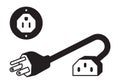 Nema 5-15 power outlet and power plugs flat vector icon for apps or websites Royalty Free Stock Photo