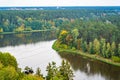 Neman or Nemunas River and Fall Foliage from Above, Druskininkai, Lithuania Royalty Free Stock Photo