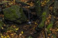 Nemecsky creek in Prucelska valley in autumn evening with color leafs Royalty Free Stock Photo