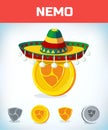 Nemo in mexican hat. nemo. Digital currency. Crypto currency. Money and finance symbol. Miner bit coin criptocurrency