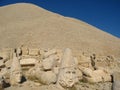 Nemrut Dag Milli Parki, Mount Nemrut with ancient statues heads of king anf Gods Royalty Free Stock Photo