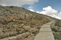 Nemrut Dagi. Mountains on the background of sky. Vertices covered with snow. Tourism