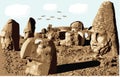 Nemrut mountain hand drawing vector illustration Royalty Free Stock Photo