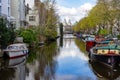 Beautiful Amsterdam canals with typical houses