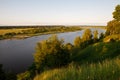 Nemunas river in the evening during sunset in Sudargas, Lithuania Royalty Free Stock Photo