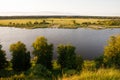Nemunas river in the evening during sunset in Sudargas, Lithuania Royalty Free Stock Photo