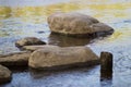 River water sharpens a large stone in its path