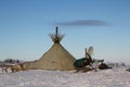 Nenets' tent in arctic Royalty Free Stock Photo