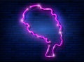 Afro retro girl neon sign. African woman in traditional turban, glowing pink neon female with retro hair style isolated on wall