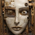 Neo-academic Cybersteampunk Sculpture A Symbolic Close-up Portrait