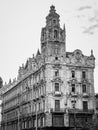 Neo-baroque facade of Klotild Palace in the old town of Budapest