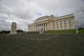 Neo-classical stone Memorial War Museum with main entry on grand stairs and historic WW1 and WW2 cenotaph in Auckland, New Zealand