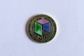 Neo cryptocurrency coin close up on a light background concept Royalty Free Stock Photo