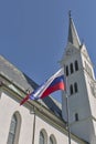 Neo Gothic Church of Saint Martin at Bled lake, Slovenia Royalty Free Stock Photo