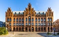 Neo-gothic Post Office building at Plac Wolnosci square in historic old town quarter of Koszalin in Poland Royalty Free Stock Photo