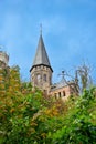 Neo-Gothic romantic castle on the hill. Marienburg, Lower Saxony.