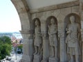 Neo- Gothic standing statues in the Buda district to Budapest in Hungary.