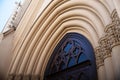 Neo gothic style door in lutheran church. Details Royalty Free Stock Photo