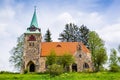 Neo gotic Church Of The Divine Heart Of The Lord in small village Borovnicka in Podkrkonosi region in Czech republic