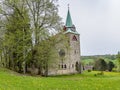 Neo gotic Church Of The Divine Heart Of The Lord in small village Borovnicka in Podkrkonosi region in Czech republic