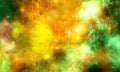 Yellow Green Galaxy Space Sky Stars Lights Neo Grunge Nature Sci-Fi Fantasy Futuristic Blur Bokeh Oriental Ornamental Background Royalty Free Stock Photo