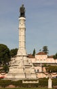 Neo Manueline style. Albuquerque column and Presidential Palace. Lisbon. Portugal Royalty Free Stock Photo