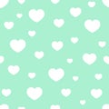 Neo-mint background with white hearts. Royalty Free Stock Photo
