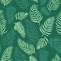 Neo mint vector pattern with palm dypsis leaves on dark background
