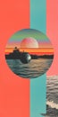 Neo-pop Collage Poster: Luminous Spheres And Enigmatic Tropics