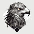 Neo-Traditional Geometric Eagle in Impressionistic Blackwork Style on White Background for Posters and Web.