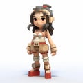Neo-traditional Japanese Adventure: 3d Pixel Character Model