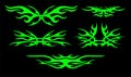 Neo tribal tattoo set, neon Celtic gothic cyber body ornament shapes kit, abstract Hawaiian sign. Maori sleeve symbol