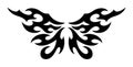 Neo Tribal Tattoo Wings. Y2K Tattoo Butterfly. Vector Black Emo Gothic Illustration in Cyber Sigilism 2000s Style Royalty Free Stock Photo