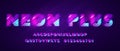 Vector Illustration Futuristic Cyber Neon Typography. Colorful Font With Glitch Effect.