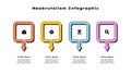 Neobrutalism infographic with 4 elements. Business data visualization for presentation