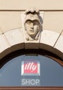 Neoclassic Head Sculpture and Illy Coffee Shop in Trieste