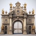 Neoclassical Architecture Medieval Entrance Gate 3d Model For Cartoon