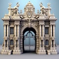 Neoclassical Architecture Medieval Entrance Gate 3d Model For Cartoon