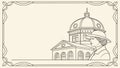 Neoclassical Building with Dome Architectural Frame, vector design Generative AI Royalty Free Stock Photo