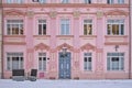 Neoclassical building painted in pink in the city of Tartu