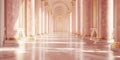 Neoclassical gallery-style corridor with light pink marble and gilded detailing Royalty Free Stock Photo
