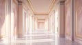 Neoclassical gallery-style corridor with light pink marble and gilded detailing Royalty Free Stock Photo