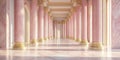 Neoclassical gallery-style corridor with light pink marble and gilded detailing Royalty Free Stock Photo