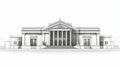 Neoclassical Sculpture: A Modern Architectural Building In Black And White