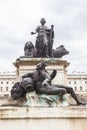 Neoclassical Somerset House in the district Covent Garden, King George III statue on courtyard, London, United Kingdom. Royalty Free Stock Photo