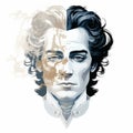 Neoclassical Symmetry: A Modern Twist On Rococo Male Face Illustration