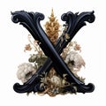 Neoclassicism Letter X Clipart In Black