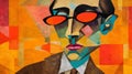 Neocubist Artist With Geometric Glasses And Vibrant Colors